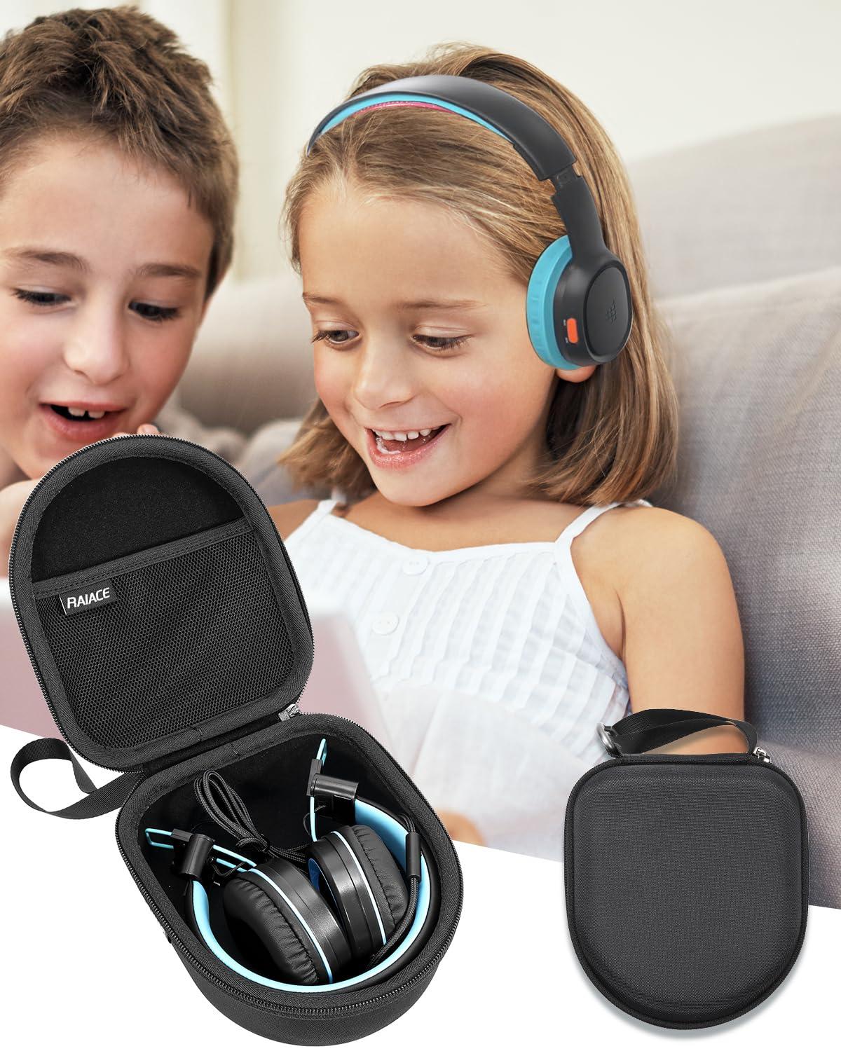 RAIACE RAIACE Headphone Storage Case Compatible with Noot Products K11/K22/iClever HS 14/Elecder i37/i36/POWMEE M2 Children's Headphones (Case Only)-Black