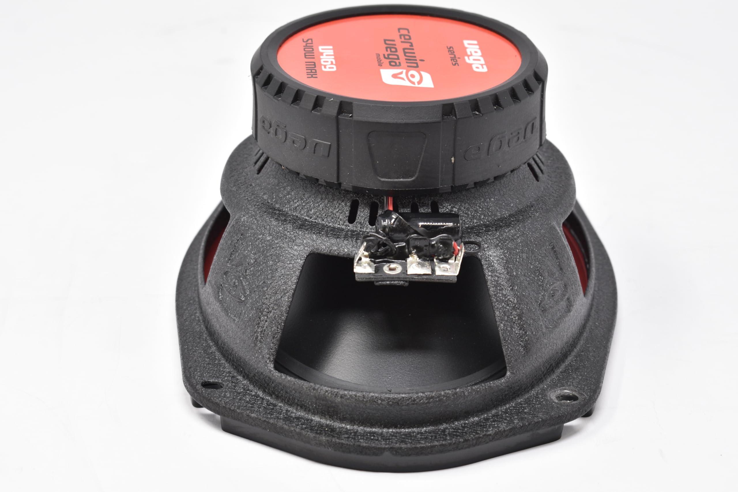 Cerwin-Vega Cerwin Vega 6x9 inch 2-Way Coaxial Car Speakers Vega Series 500 Watts Power 4 Ohm Titanium Dome Tweeters Red Rubber Surround, Premium Car Audio System, 2 Units V469
