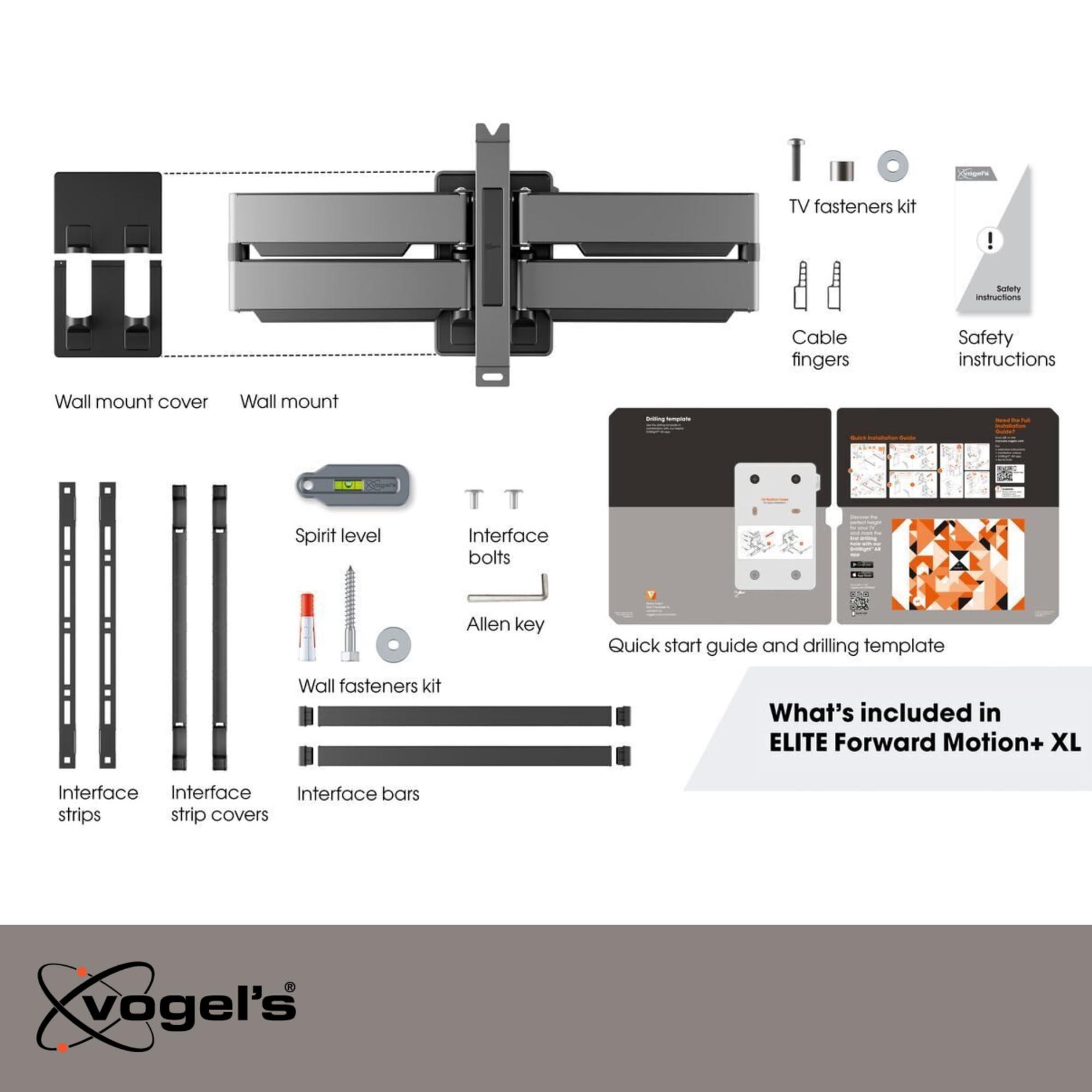 Vogel's Vogel's TVM 5855 Full-Motion Ultra Strong TV Wall Mount for Large and Heavy TVs up to 100 inches and 165 lbs, Swivels up to 120, Max. VESA 600x400, Universally Compatible