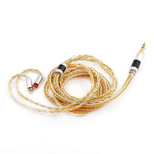 Linsoul Linsoul Tripowin Zonie IEM Cable, 16 Core Silver Plated Earphone Upgraded Cords, 1.25m SPC in Ear Monitor Cable for 7hz Zero:2 Orchestra Lite Cadenza Hype4 Supermix4(2pin 0.78mm, 4.4mm)(Gold)