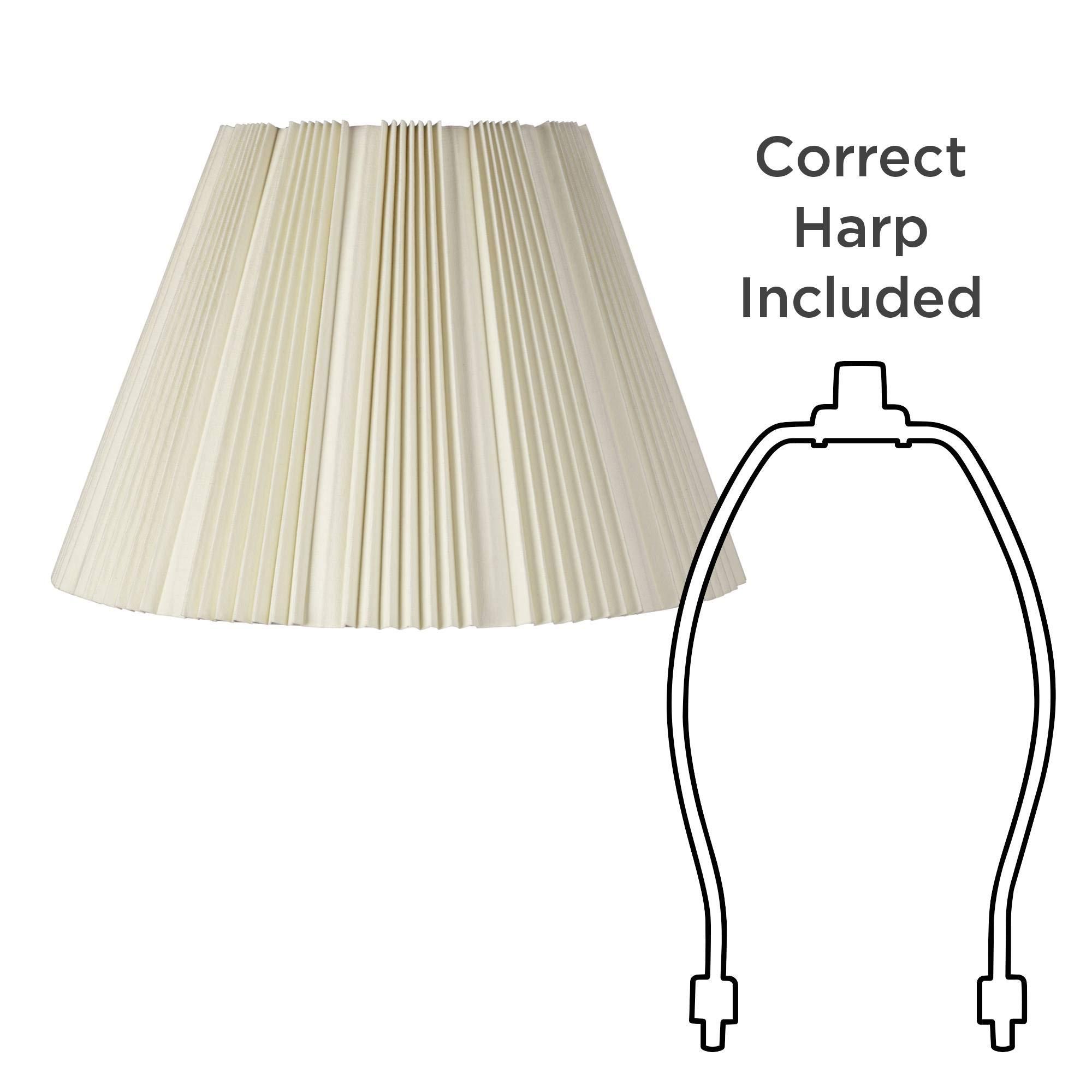 Brentwood Collection Eggshell Pleated Large Lamp Shade 9.5\" Top x 19\" Bottom x 13\" High (Spider) Replacement with Harp and Finial - Springcrest