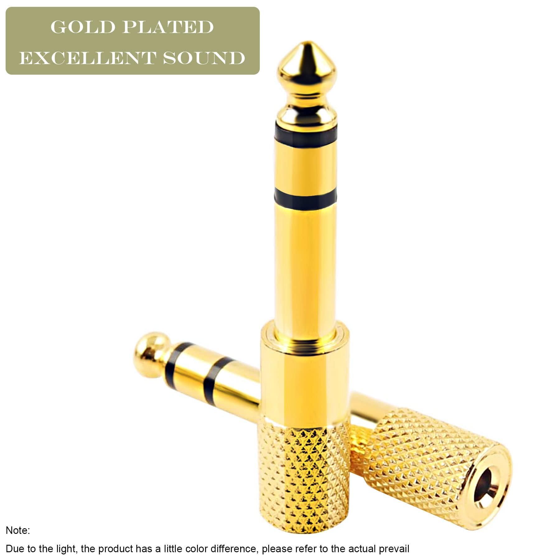 JOMLEY JOMLEY 1/4" to 3.5mm Adapter, Female 3.5mm to Male 1/4 inch Headphone Jack Adapter for Headphones, Amplifier, Electric Guitar, Tablet - 2 Pack