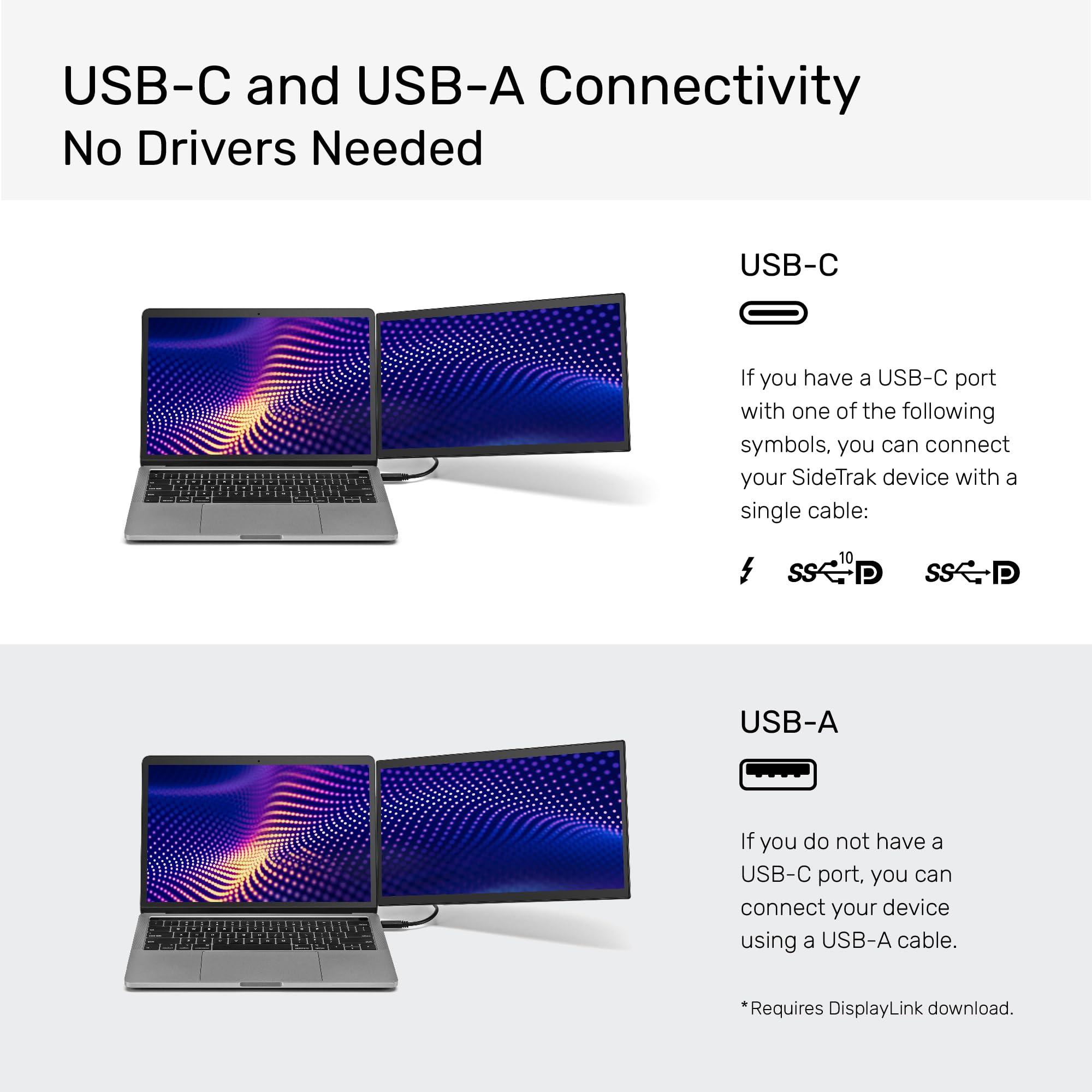 SideTrak SideTrak Swivel Pro 13.3" Ultra Slim Attachable Portable Monitor, FHD IPS 1080p Laptop Screens with Kickstand + Unique Patented Swivel Hinge, for Mac, PC, and Chromebook, USB-C Port Connection