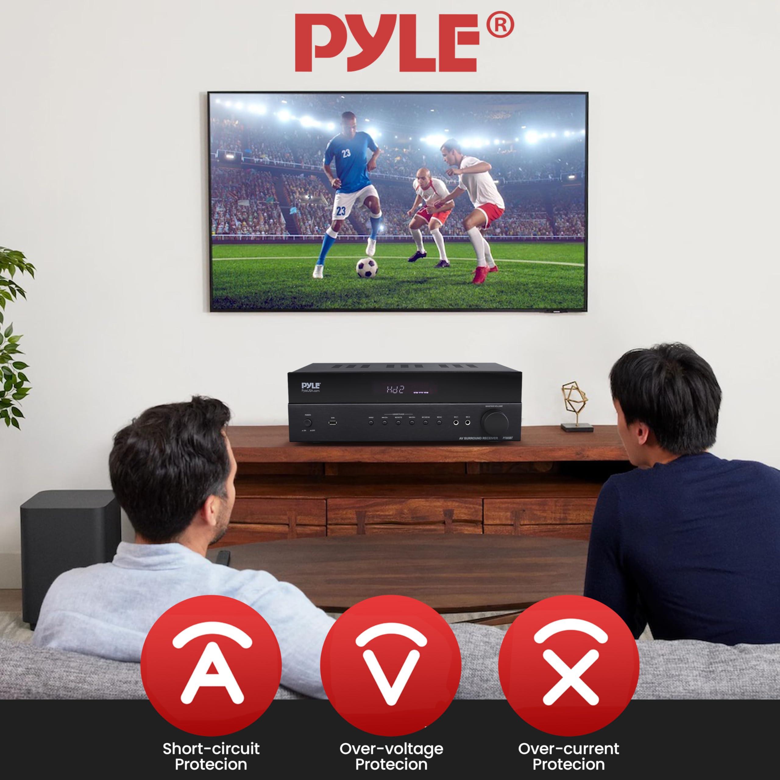 Pyle Pyle 5.2 Channel Hi-Fi Home Theater Receiver - 1000W MAX Wireless BT Surround Sound Stereo Amplifier System with 4k Ultra HD Support, MP3/USB/DAC, Ideal for Immersive Home Audio Experience - PT865BT