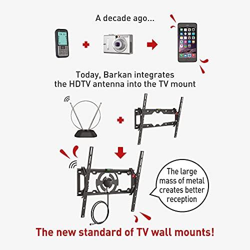 Barkan Barkan TV Wall Mount with Integrated HDTV Indoor Antenna Holds up to 110 lbs Auto Lock Patented Max Range 35 Mile Fits LED OLED LCD TVA31 Black 19 - 65 Tilt Antenna TV Mount