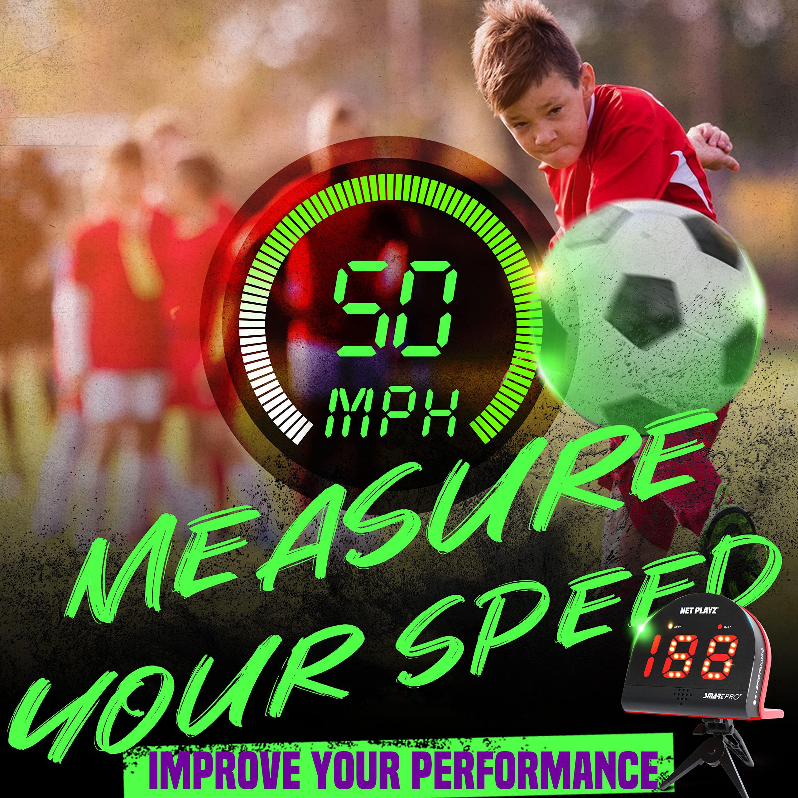 NETPLAYZ NETPLAYZ Soccer Gifts Speed Radar - Measure Shot Speed Shot-Power Detection, Sport Radar Gun (Hands-Free) Sensors | Training Aids, Gadget Gear & Equipment Black