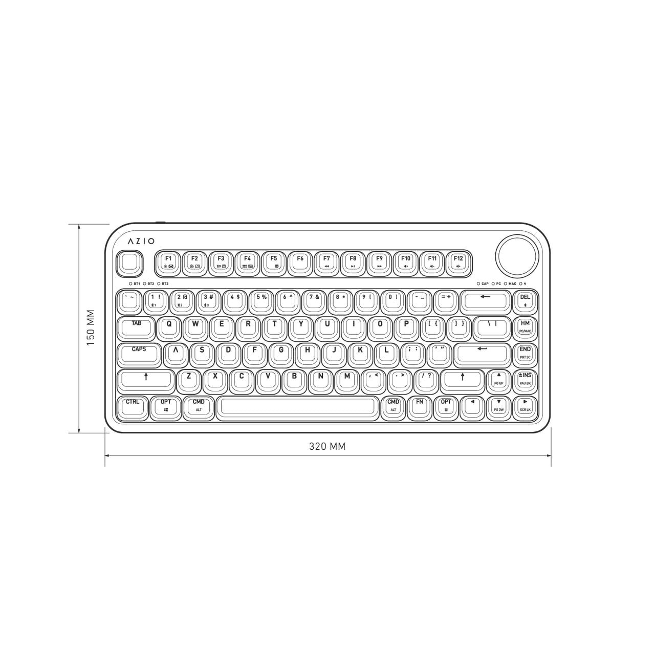 Azio Azio IZO Wireless BT5/USB PC & Mac Mechanical Keyboard, Blue Iris