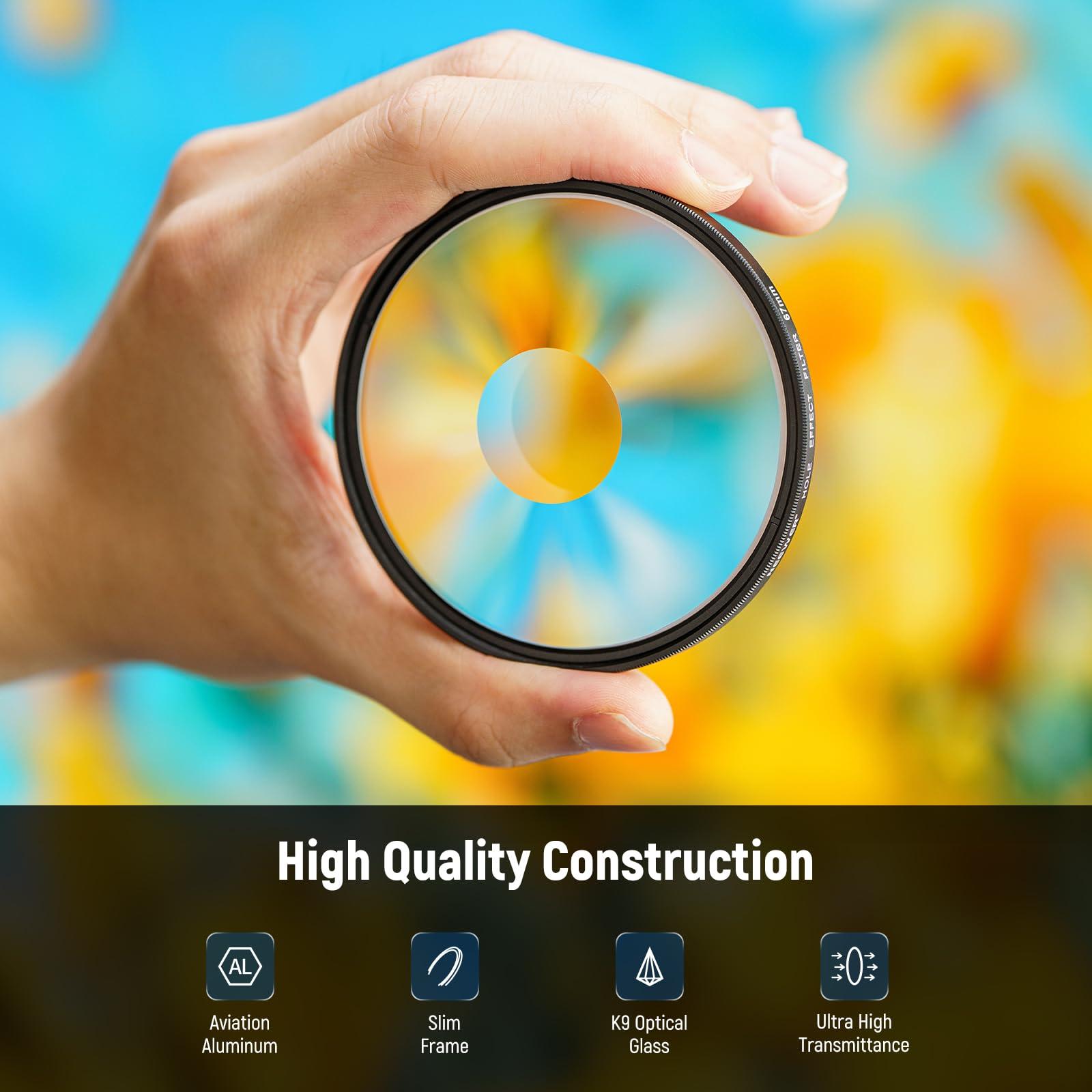 NEEWER NEEWER 67mm Spiral Halo Camera Lens Filter, Prism K9 Optical Glass Special Effects Filter Photography Camera Lens Accessories with Tunnel Vision Warped Circular Halo Frame Effect