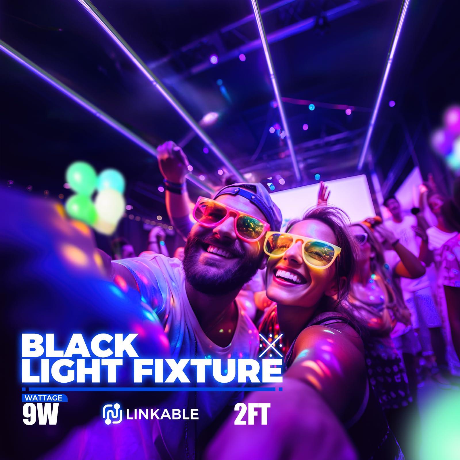 Barrina Barrina UV LED Blacklight Bar, 9W 2ft, T5 Integrated Bulb, Black Light Fixture for Blacklight Poster Halloween Decorations and Christmas Party, Fun Atmosphere with Built-in ON/Off Switch(4-Pack)