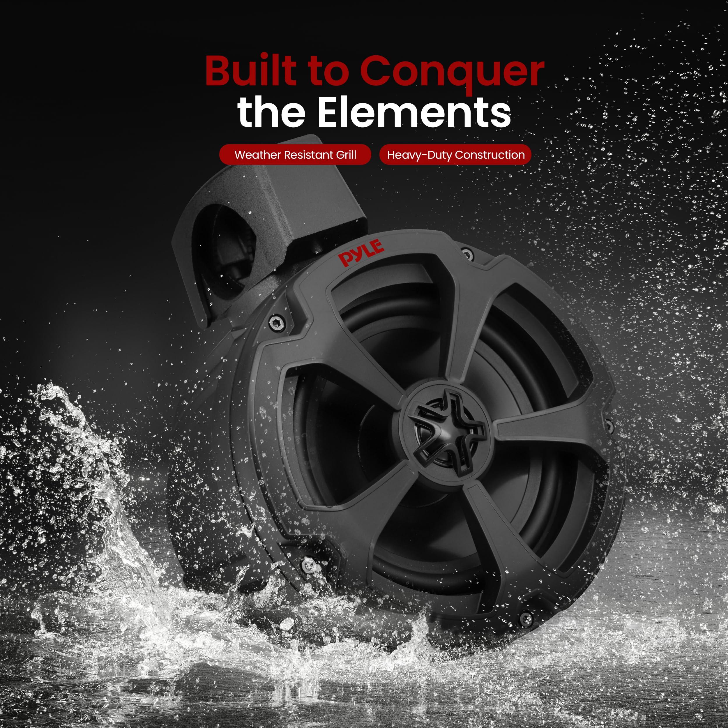 Pyle Pyle 6.5'' Water-Resistant Marine Off-Road Speakers - 1200 Watt Amplifier + Wireless BT Audio Controller- Marine, ATV, UTV, 4x4, Jeep, Wired RCA, for Boat Stereo Speaker & Other Watercraft