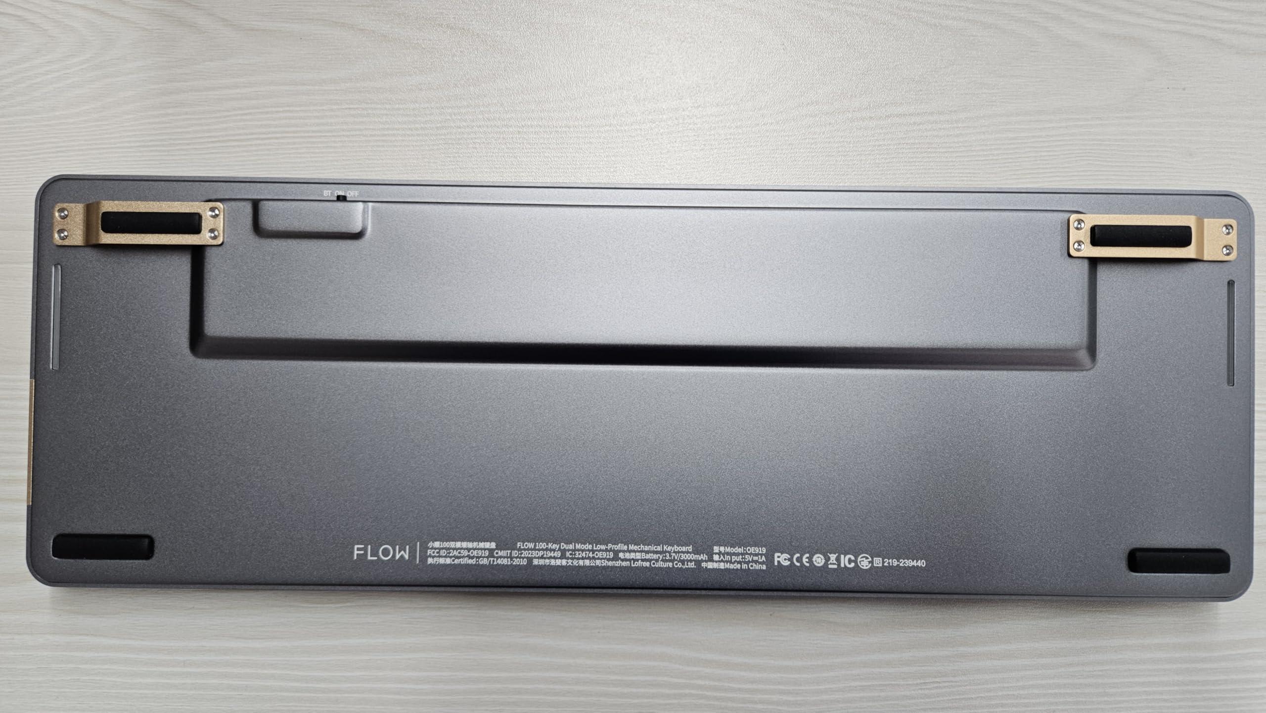 LOFREE LOFREE Flow Low Profile Mechanical Keyboard, 100 Keys Rechargeable Wireless Keyboards with Bluetooth and Wired Connection for Windows, Mac OS/Black Phantom Tactile Switches