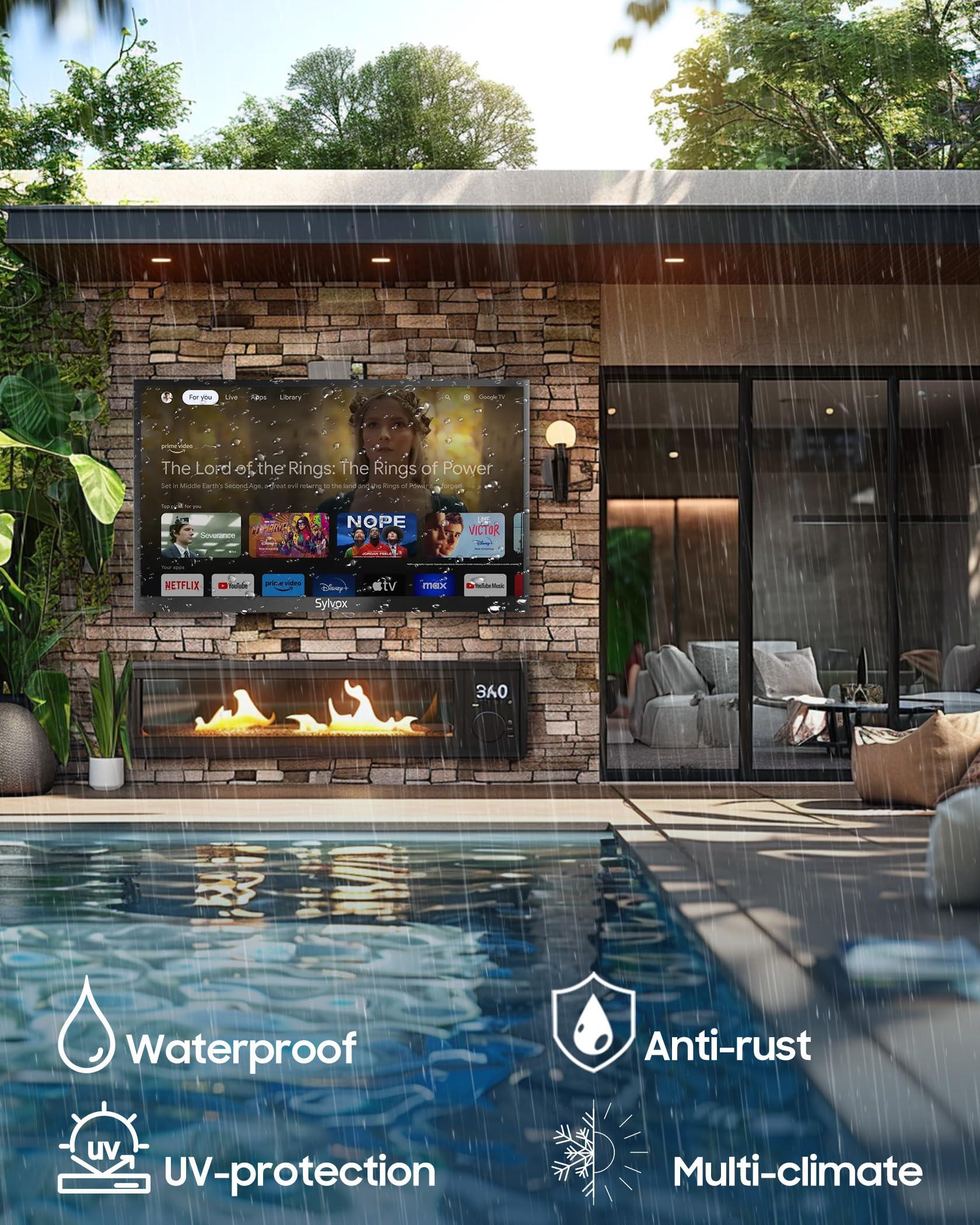 SYLVOX SYLVOX Outdoor TV, 43 inch 2000 Nit High Brightness Smart Outdoor TV, 4K Sunlight Readable Display, IP55 Waterproof, Smart TV for Outdoor Households or Commercial Places (Pool Pro 2.0/2024)