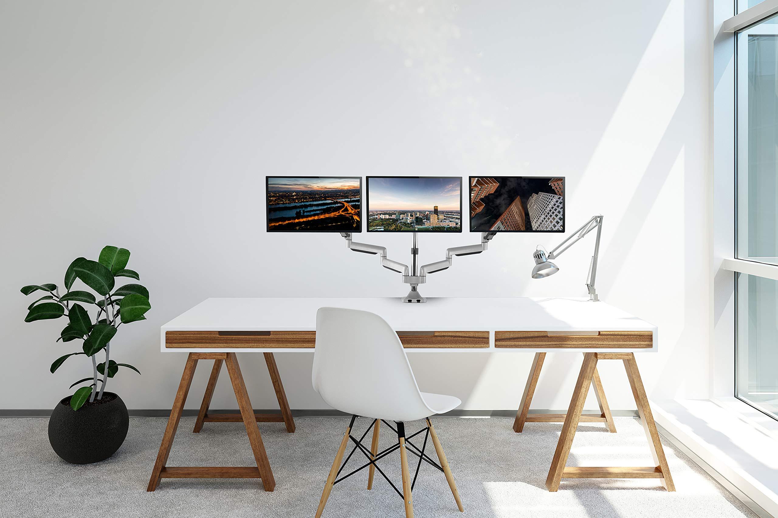 TechOrbits TechOrbits Universal Desk Mount for Triple Monitor - Fits Three 13-30\" Monitors with Swivel & Clamp