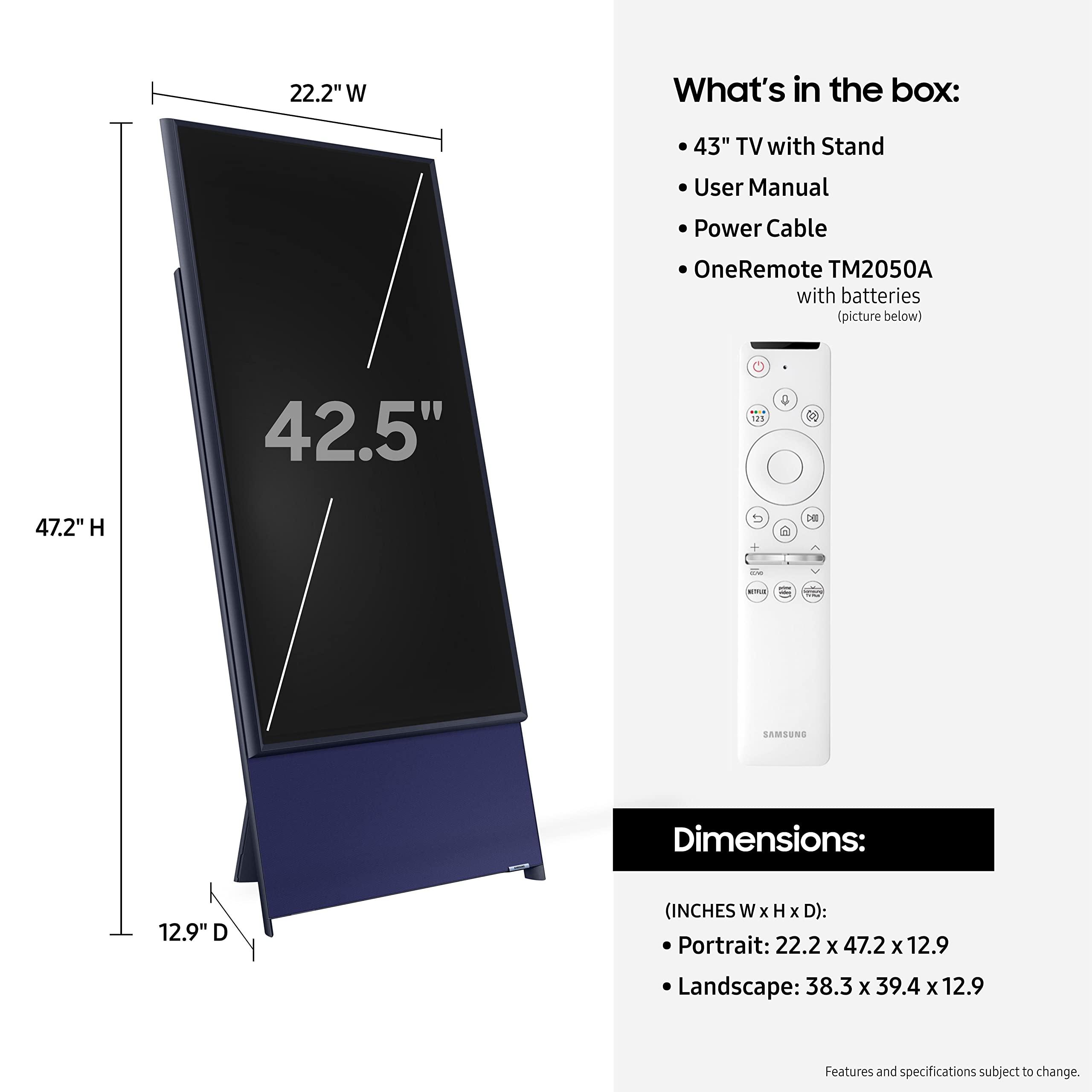 SAMSUNG SAMSUNG 43-Inch Class The Sero LS05B Series - QLED 4K, Rotating screen, Matte Display, Premium Speakers Smart TV w/ Alexa Built-in (QN43LS05BAFXZA, Latest Model)