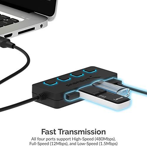 SABRENT SABRENT 4 Port Portable USB 2.0 Hub + 4-Port USB 2.0 Hub with Individual LED lit Power Switches