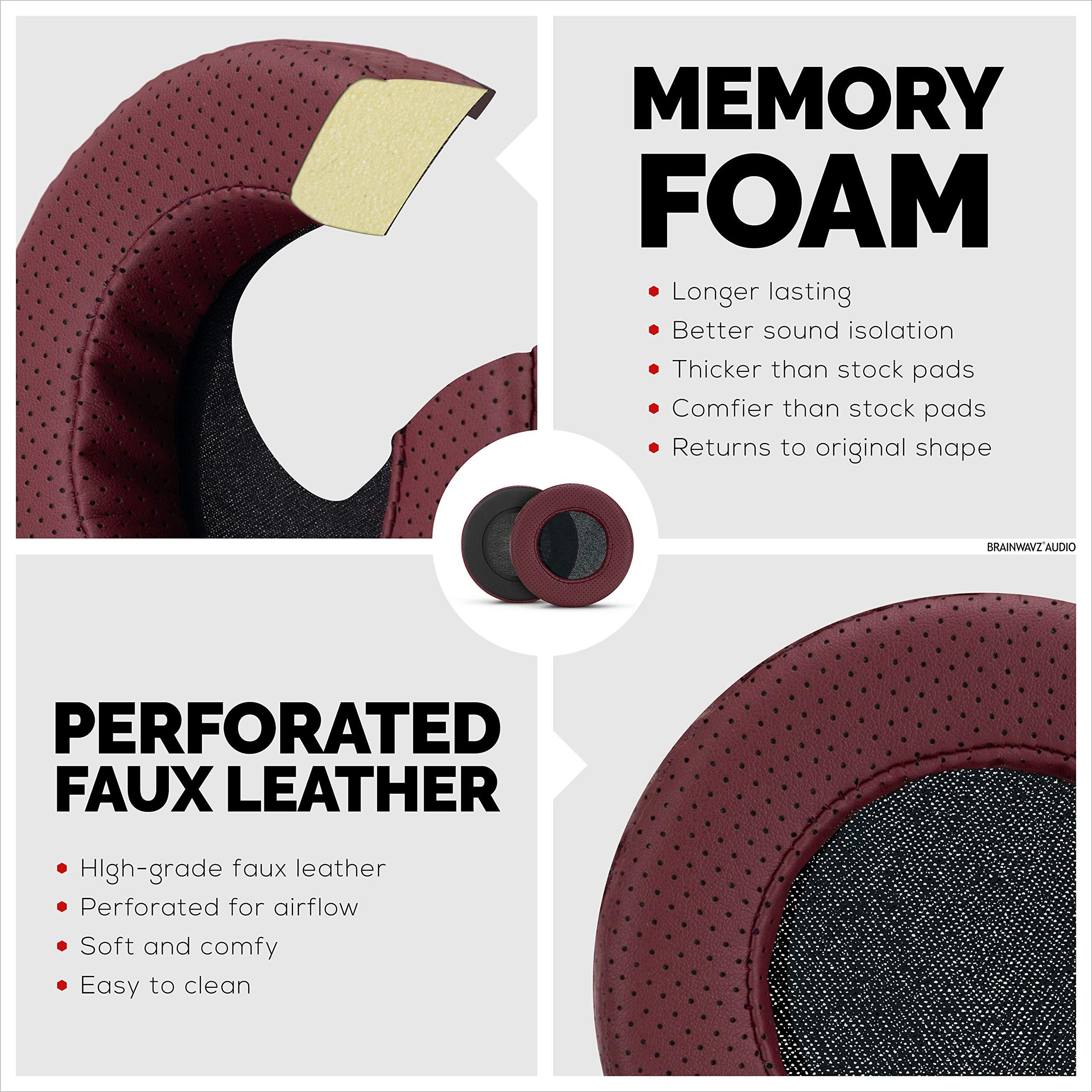 BRAINWAVZ Brainwavz XL Large Replacement Memory Foam Earpads - Suitable for Many Other Large Over The Ear Headphones - Sennheiser, AKG, HifiMan, ATH, Philips, Fostex, Sony (Perforated Red)