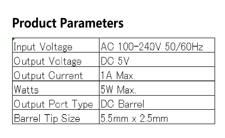 JOVNO 5V 1A DC Power Supply, AC to DC 5Volt 1Amp 0.8A 0.5A 450mA Power Adapter Cord with 5.5x2.5mm Barrel Tip