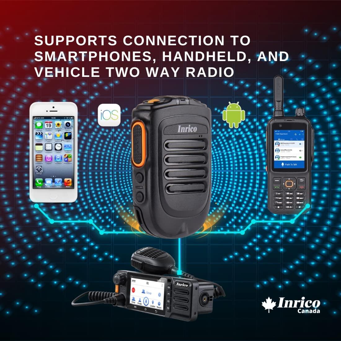 Inrico Inrico B01 Wireless Bluetooth Speaker Microphone B02 Works with Android and iOS on Applications Such As Zello, RealPTT