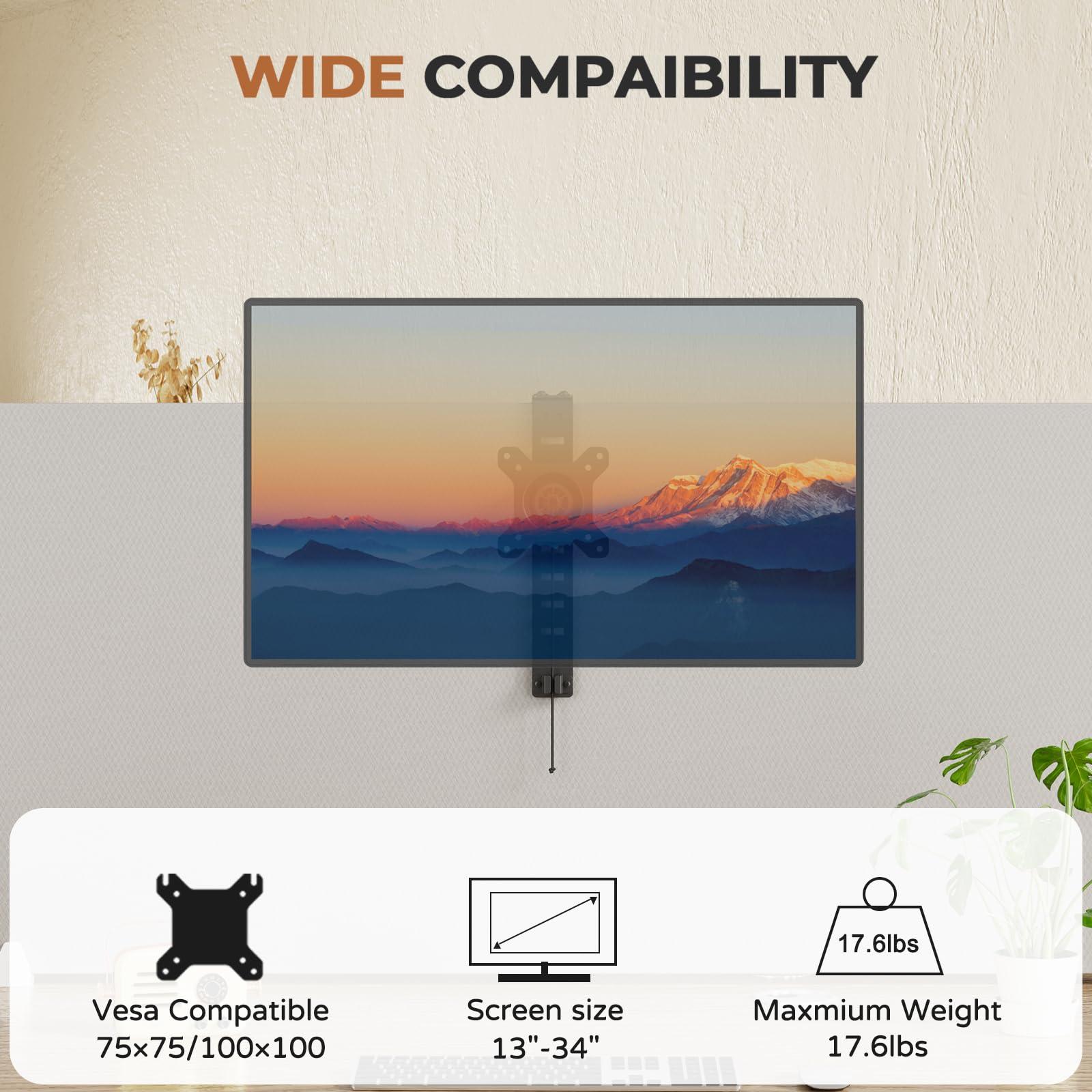 JOY worker JOY Worker Cubicle Monitor Mount - Height Adjustable Hanging Mount, 13"-34" Cubicle Monitor Hanger, VESA 75*75/100*100mm, Clamp Hook Top Holds Up to 17.6 lbs, Black