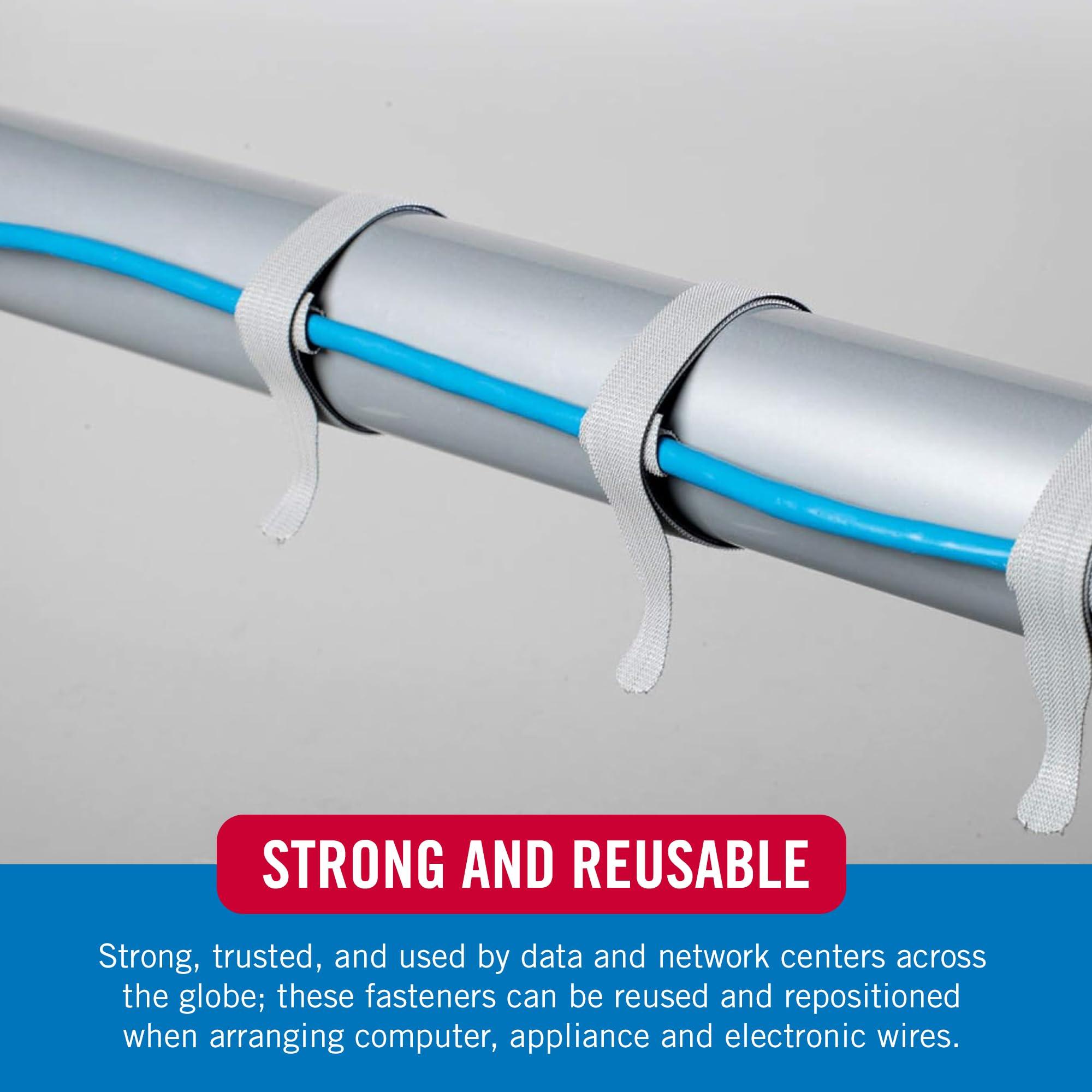 VELCRO Brand VELCRO Brand ONE-WRAP Cable Ties, 100Pk, 8 x 1/2\" Black Cord Organization Straps, Thin Pre-Cut Design, Wire Management for Organizing Home, Office and Data Centers