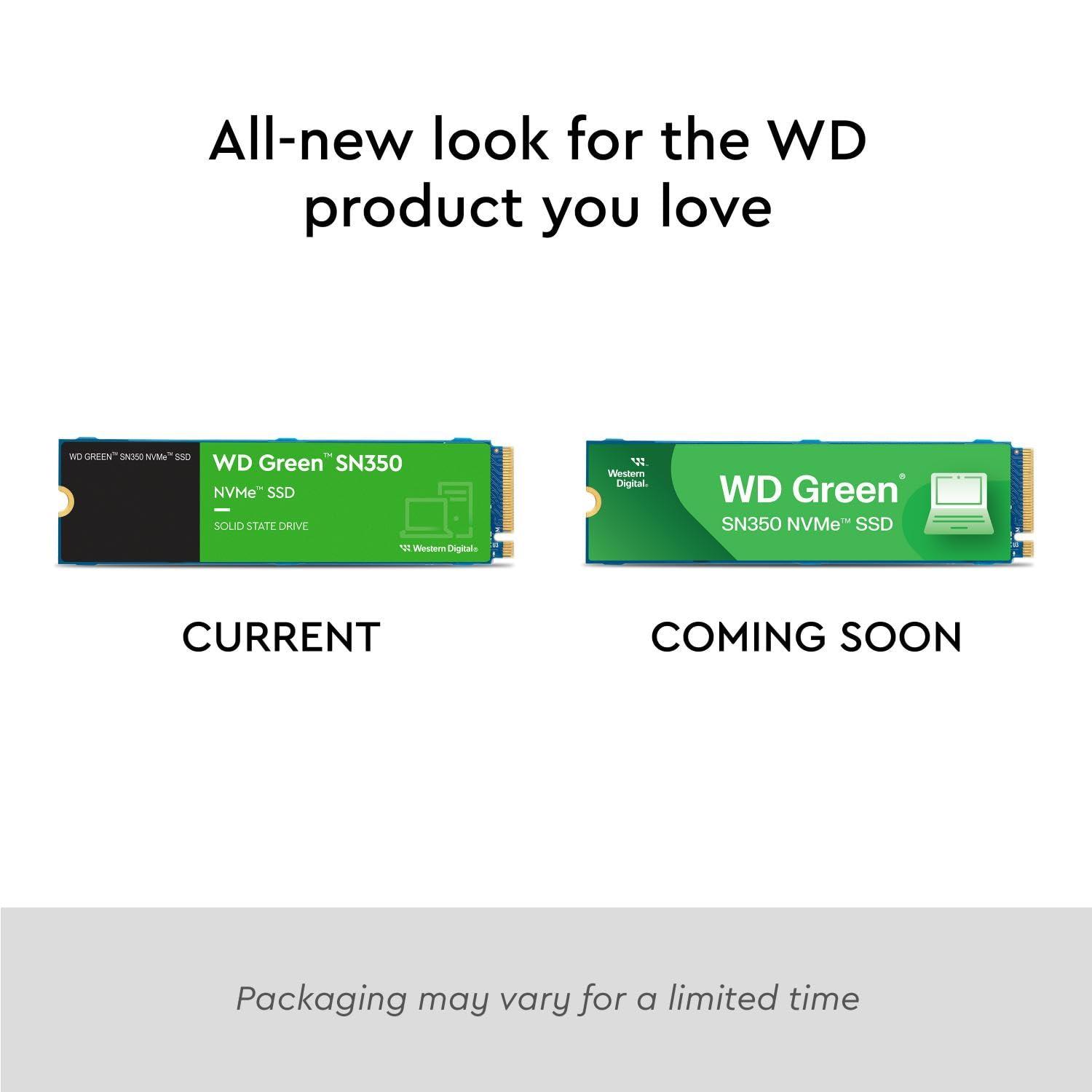 Western Digital Western Digital 500GB WD Green SN350 NVMe Internal SSD Solid State Drive - Gen3 PCIe, M.2 2280, Up to 2,400 MB/s - WDS500G2G0C