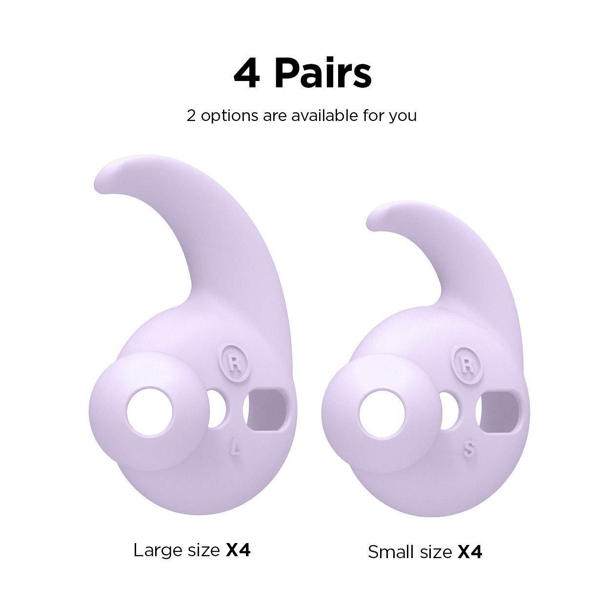 elago elago Earbuds Hook Cover Compatible with Apple AirPods 2 & 1 or EarPods Ergonomic Design, Durable Construction, Full Access [4 Pairs: 2 Large + 2 Small] (Lavender)