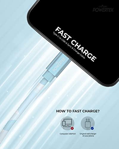 LIQUIPEL LIQUIPEL USB Type C Cable 6ft, USB A 2.0 to USB-C Fast Charger Extra Long Durable, Camo Color Cables (Blue)