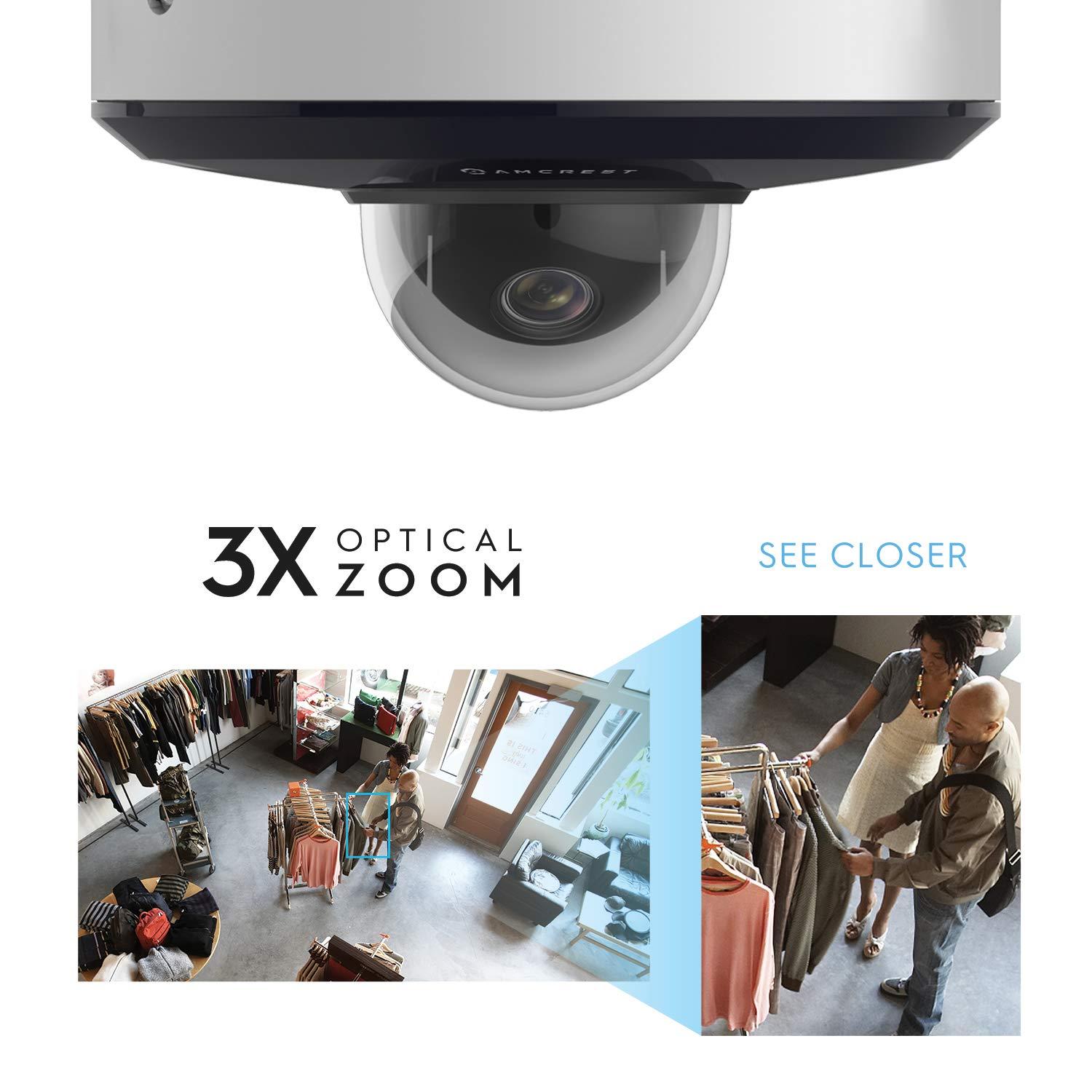 Amcrest Amcrest ProHD 1080P PTZ Camera Outdoor, 2MP Outdoor Vandal Dome IP PoE Camera (3X Optical Zoom) IK08 Vandal-Proof, IP66 Weatherproof, Night Vision up to 49ft, Pan/Tilt (IP2M-866EW) (White) (Renewed)