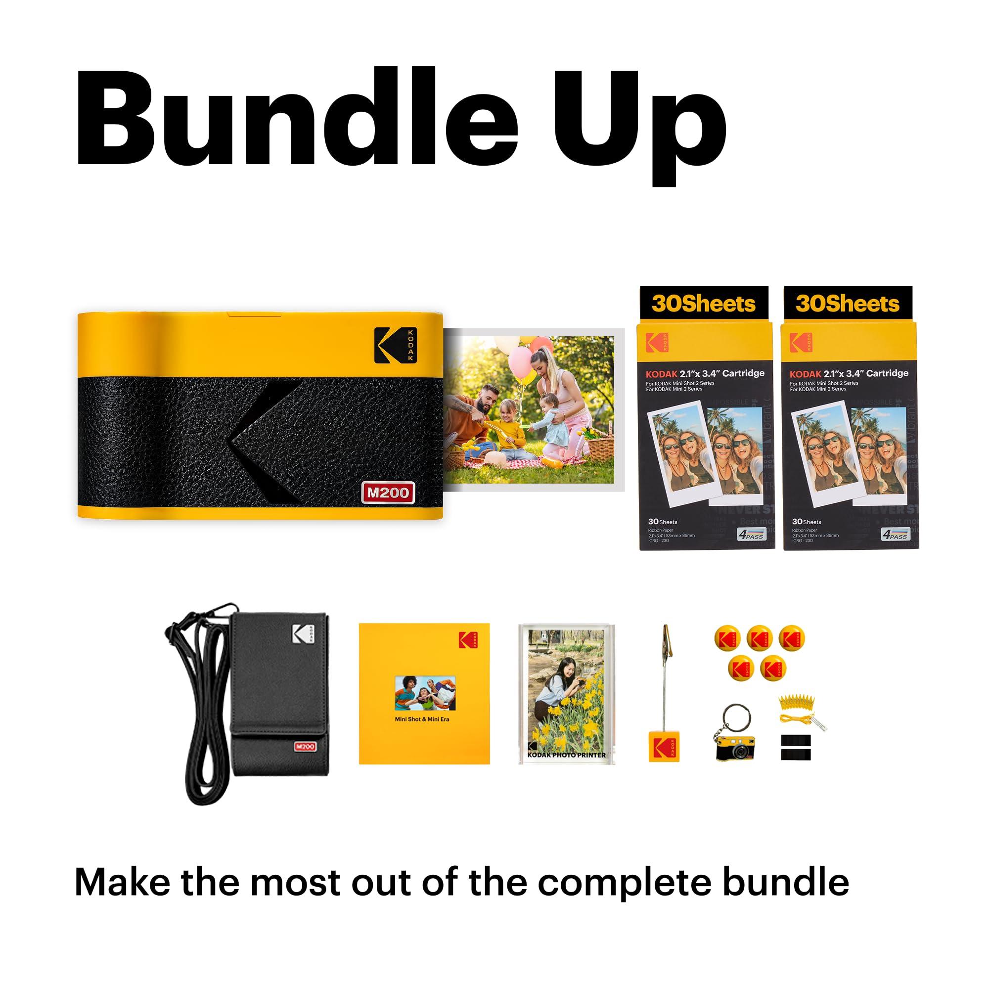 KODAK KODAK Mini 2 ERA 4PASS Portable Photo Printer (Yellow, Printer + Initial 8 Sheets + 60 Sheets + Accessories)