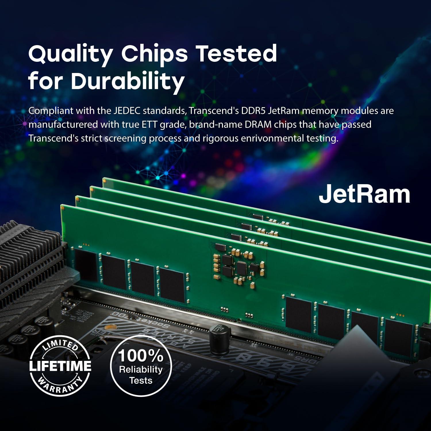 Transcend Transcend 16GB DDR5 5600 U-DIMM 1Rx8 1.1V, RAM, Desktop Memory Module - JM5600ALE-16G