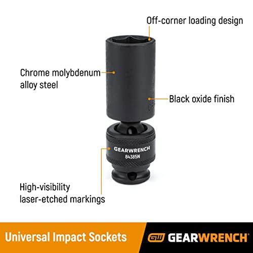 GEARWRENCH GEARWRENCH 7 Pc. 3/8\" Drive 6 Pt. Deep Universal Impact SAE Socket Set - 84923N, Black