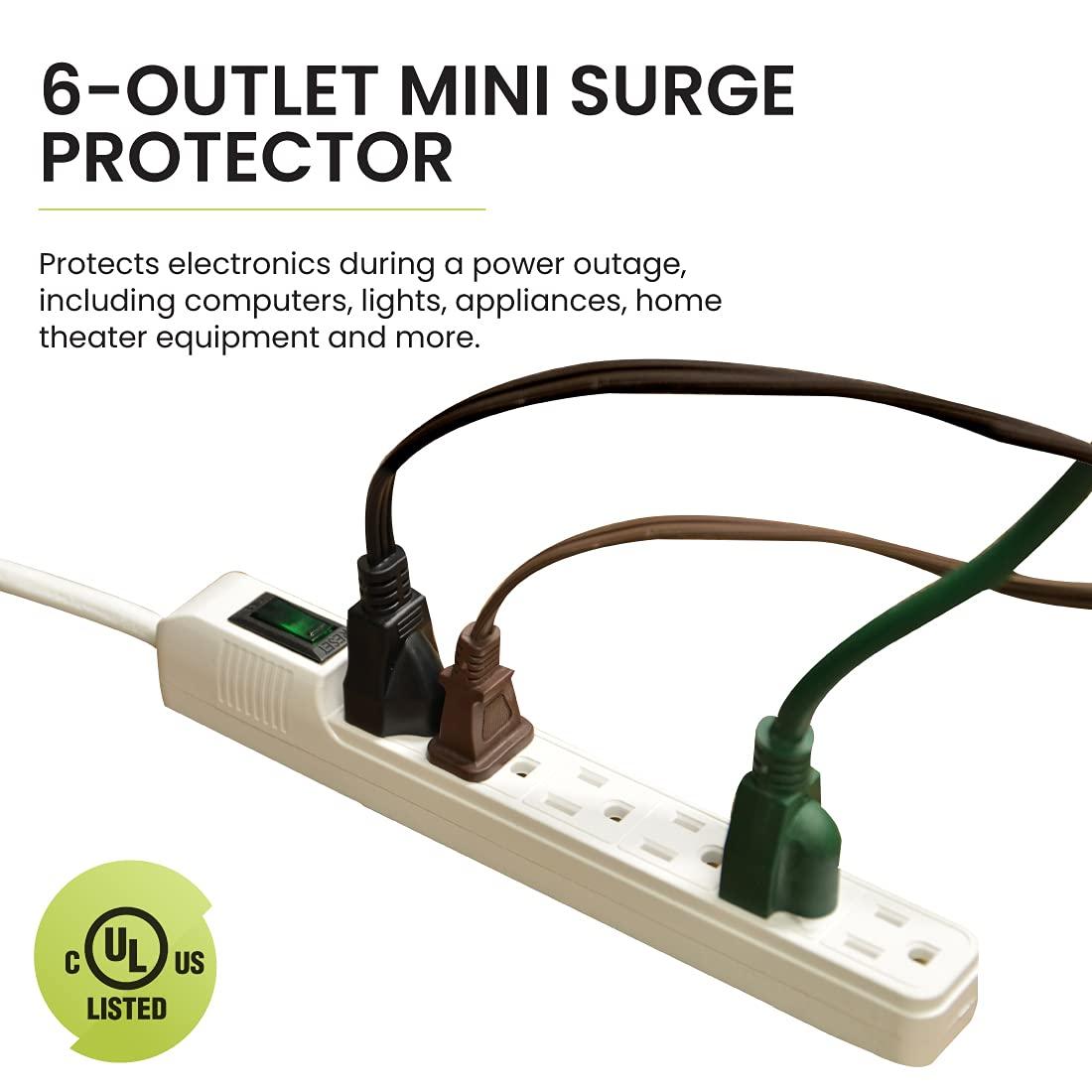 Go Green Power Inc. Go Green Power Inc. GG-16103MIN 6 Outlet Mini Surge Protector, White