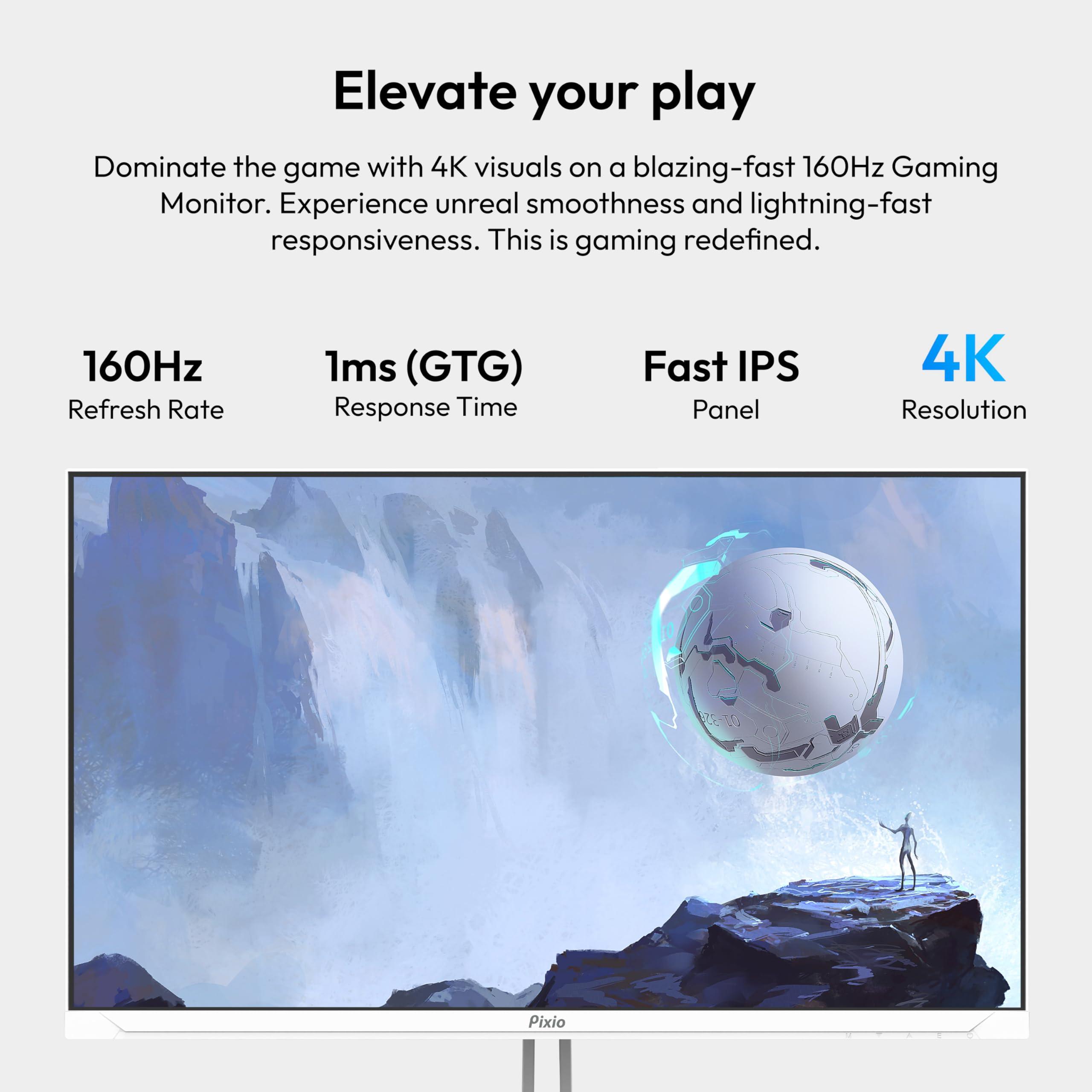 Pixio Pixio PX27U Wave White 27 inch 160Hz Refresh Rate 4K 3840x2160p Resolution Fast IPS Panel 1ms GTG Response Time 4K White Gaming Monitor with Adaptive Sync