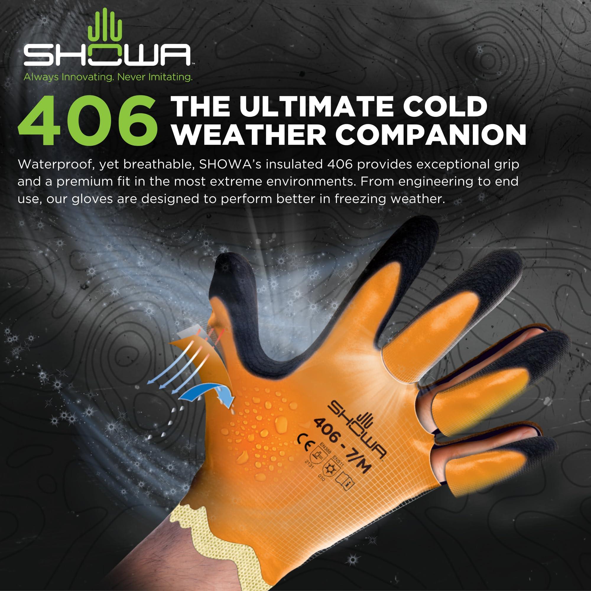SHOWA SHOWA 406 Latex Rubber Insulated Winter Work Glove with Acrylic/Nylon Liner, Large (Pack of 12 Pair)