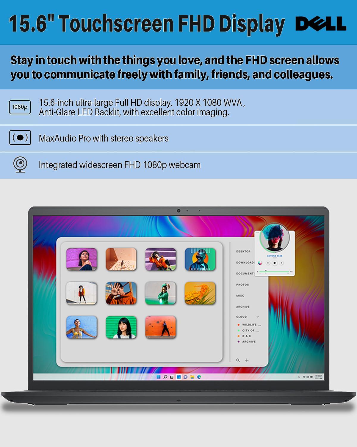 Dell DELL Inspiron 15 Touchscreen Laptop for Business, 15.6" Anti-Glare FHD Laptop, 13th Gen Intel Core i7-1355U(Up to 5GHz, 10 Cores), 64GB RAM, 2TB SSD, 1TB HDD, Wi-Fi 6, Win 11 Pro, with Wired Mouse