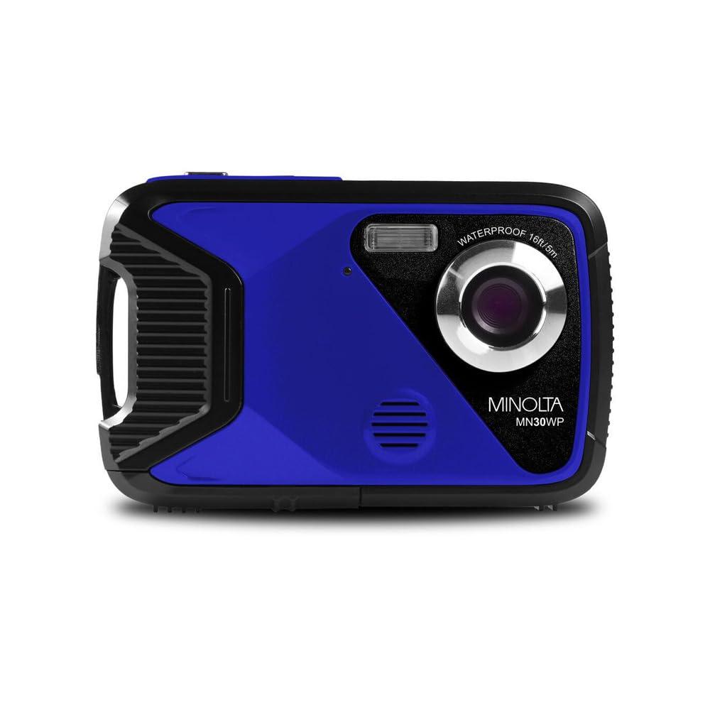 Minolta Minolta Waterproof Digital Camera 21MP Photos, 1080p HD Video, 2.8 LCD, Underwater Up to 16ft, 4X Digital Zoom, Anti-Shake, Face Detection, Smile Capture, Scene Modes, 16GB Card (Blue)