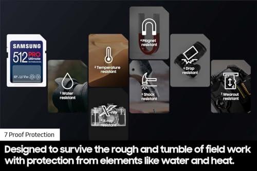 SAMSUNG SAMSUNG PRO Ultimate Full Size 256GB SDXC Memory Card, Up to 200 MB/s, 4K UHD, UHS-I, C10, U3, V30, A2, for DSLR, Mirrorless Cameras, PCs, MB-SY256S/AM