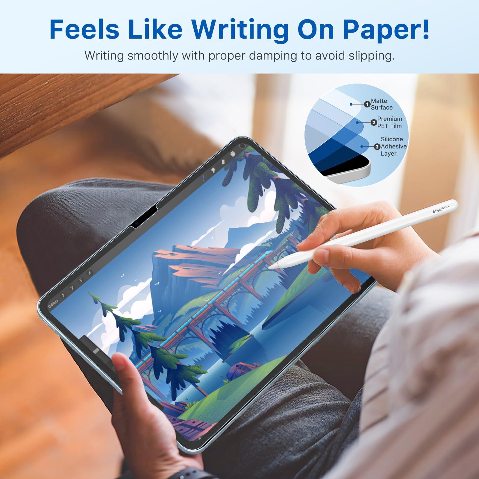 MoKo MoKo Case & Screen Protector for iPad Pro 11 Inch M4 2024 (5th Gen), Ultra Slim Stand Case with Hard PC Translucent Back Shell Cover, Paper Screen Protector Write and Draw Like on Paper