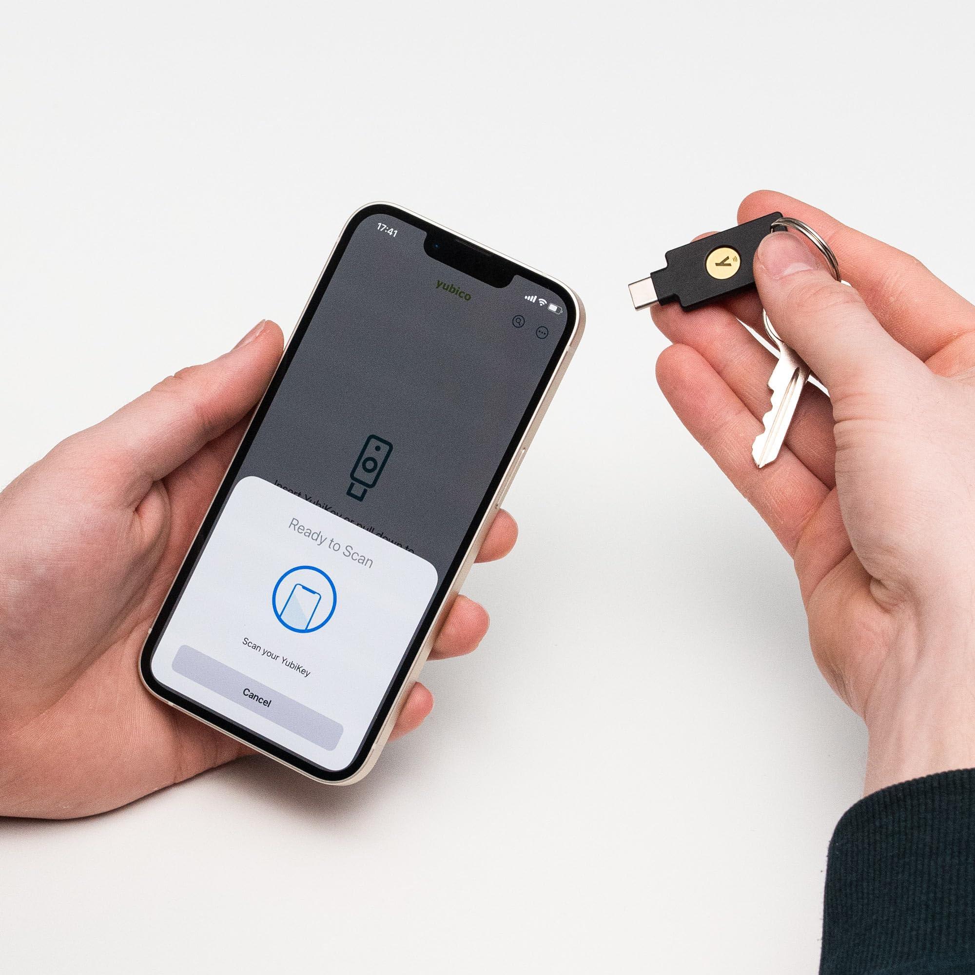 Yubico Yubico - YubiKey 5C NFC - Two-Factor authentication (2FA) Security Key, Connect via USB-C or NFC, FIDO Certified - Protect Your Online Accounts