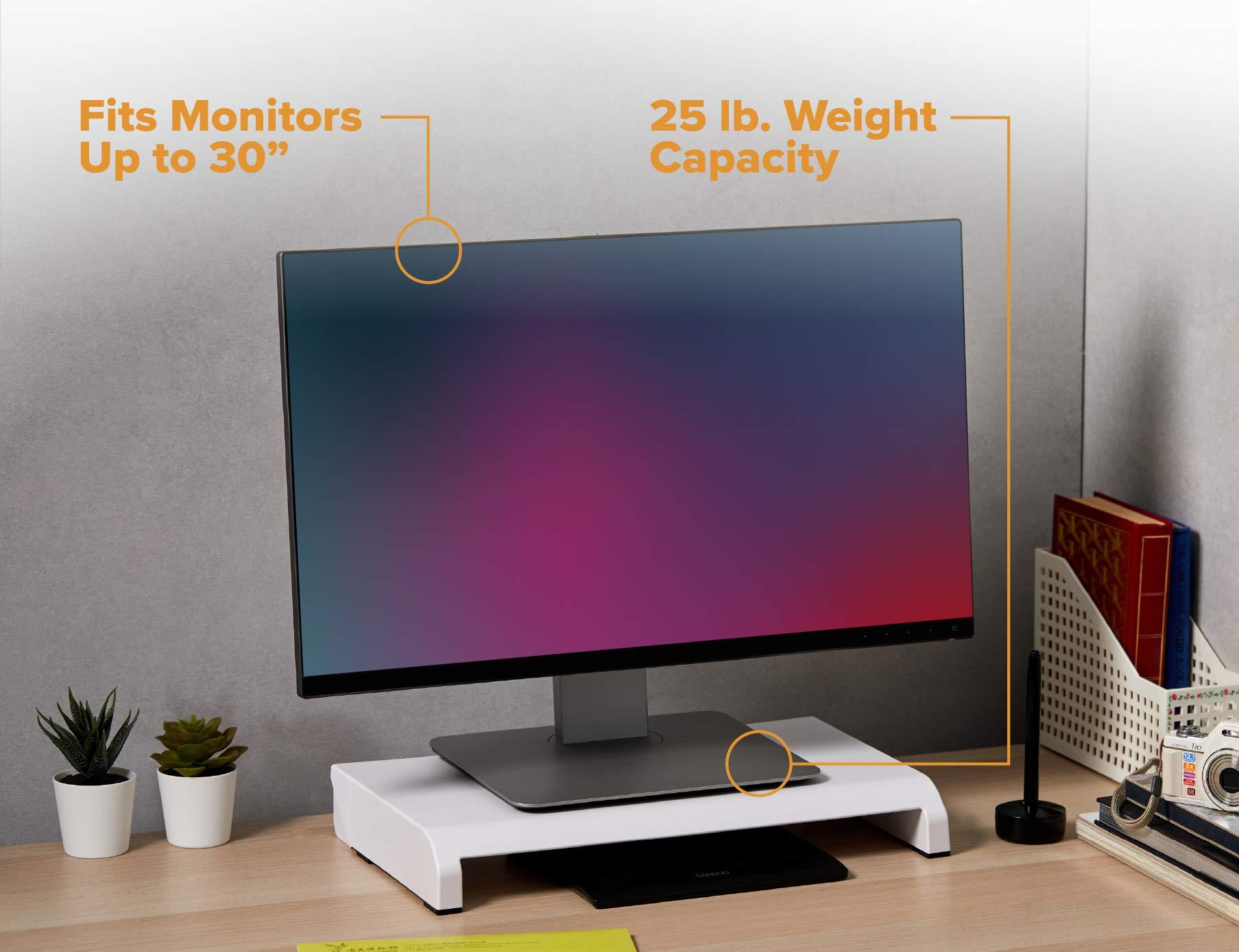 Bostitch Bostitch Office Konnect Adjustable Monitor Stand Riser, 4 Height Adjustments, Built-In Cable Management, Rubber Feet - White