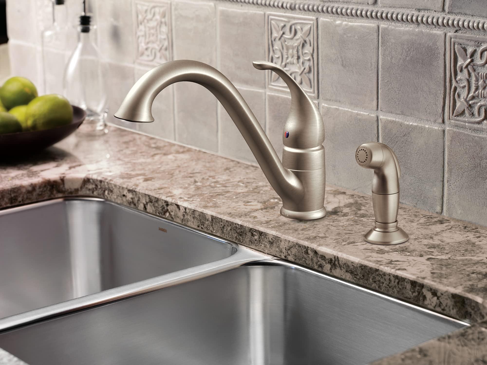 Moen Moen 7840SRS Camerist One-Handle Low Arc Kitchen Faucet with Side Spray, Spot Resist Stainless