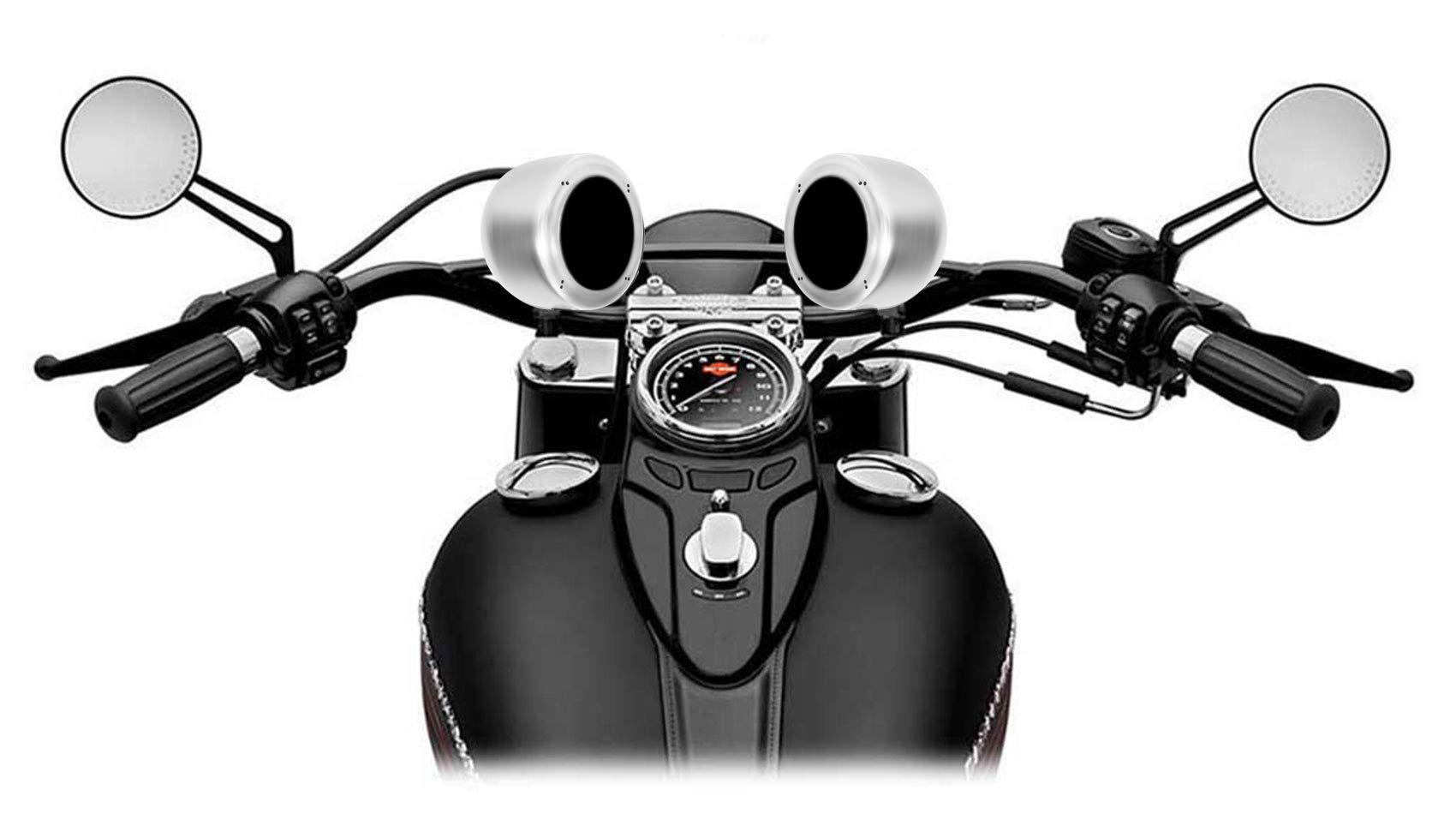 Rockville (2) RockvilIe MAC40B 4\" Chrome Swivel Aluminum Motorcycle Handlebar Speaker Pods
