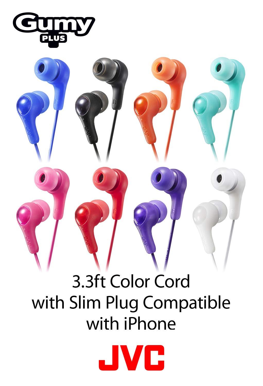 JVC JVC Gumy in Ear Earbud Headphones, Powerful Sound, Comfortable and Secure Fit, Silicone Ear Pieces S/M/L - HAFX7P Pink, 1 Count (Pack of 1)