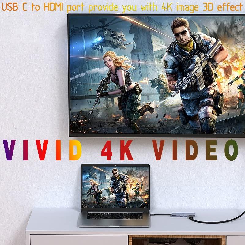 Partsmojo USB C Hub Multiport Adapter 7*1 Multiport Adapter Portable with 4K HDMI, 3 USB 3.0 Ports, 100W PD Charger, TF/SD Card Reader, Type C Dock Compatible with Mac-Book Pro/Air, and More C Port Laptops