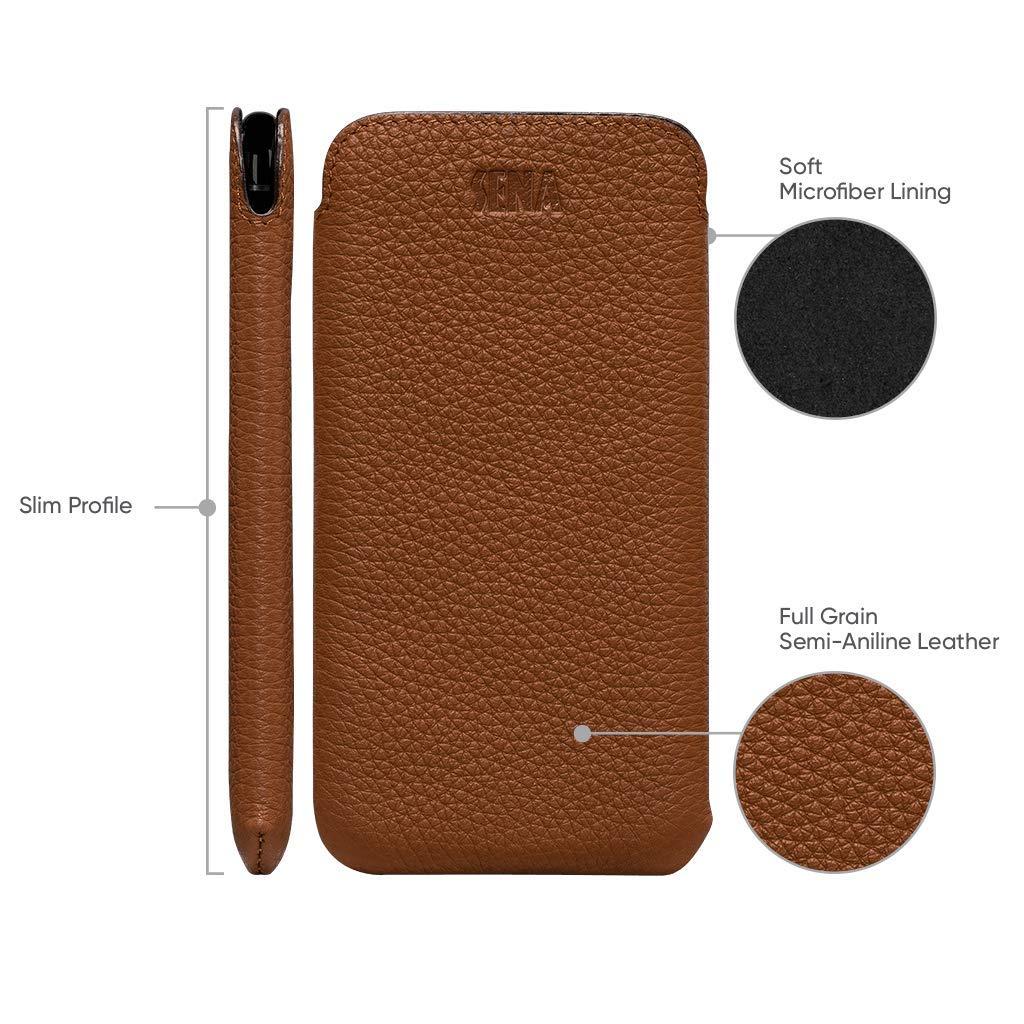 Sena Cases Sena UltraSlim Leather Sleeve Case for Apple iPhone Xs/X (5.8 inch) - Wireless Charging Compatible -Tan