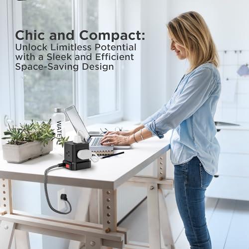 Uncaged Ergonomics Cube Power Strips with Surge Protection, 10ft Extension Cord with Multiple Outlets, 5 AC Plugs + 3 USB + 1 USB-C Fast Charging Power Strip with USB Ports, Mountable On/Off Switch Charging Station