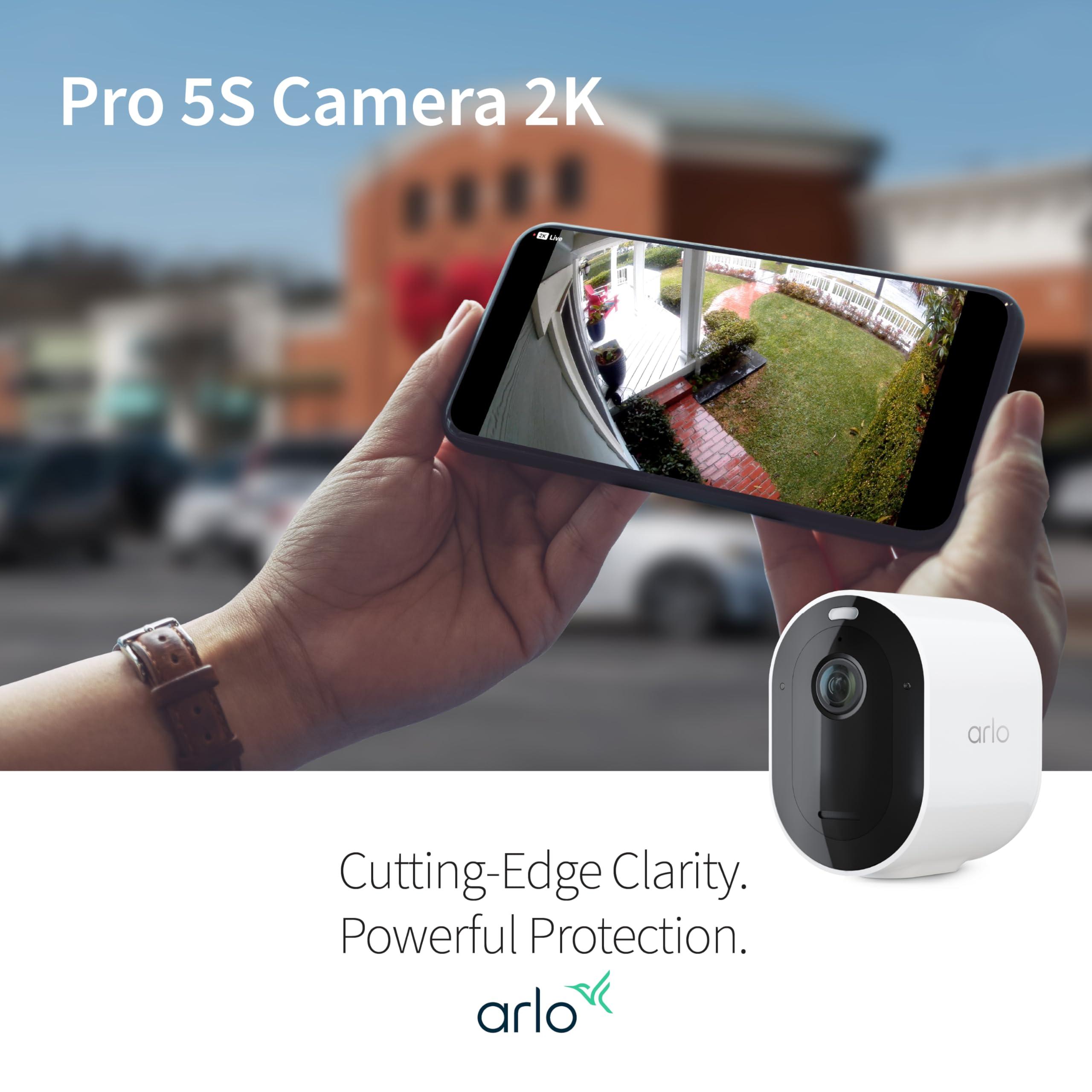 Arlo Arlo Pro 5S Spotlight Security Camera 2K HDR | Outdoor | Wireless with Spotlight | Dual-Band Wi-Fi Connects to Strongest Network|12X Zoom, 2-Way Audio, Color Night Vision,Live Stream(White, 2 Cameras)