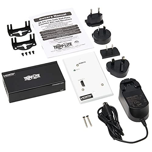 Tripp Lite Tripp Lite DisplayPort to HDMI Over Ethernet Cat6 Extender Kit with Wall Plate Receiver - Up to 230 feet or 70.1 Meters - 4K 60Hz Video, 4:4:4, PoC, HDCP 2.2, TAA Compliant (B127A-1A1-BDFH)