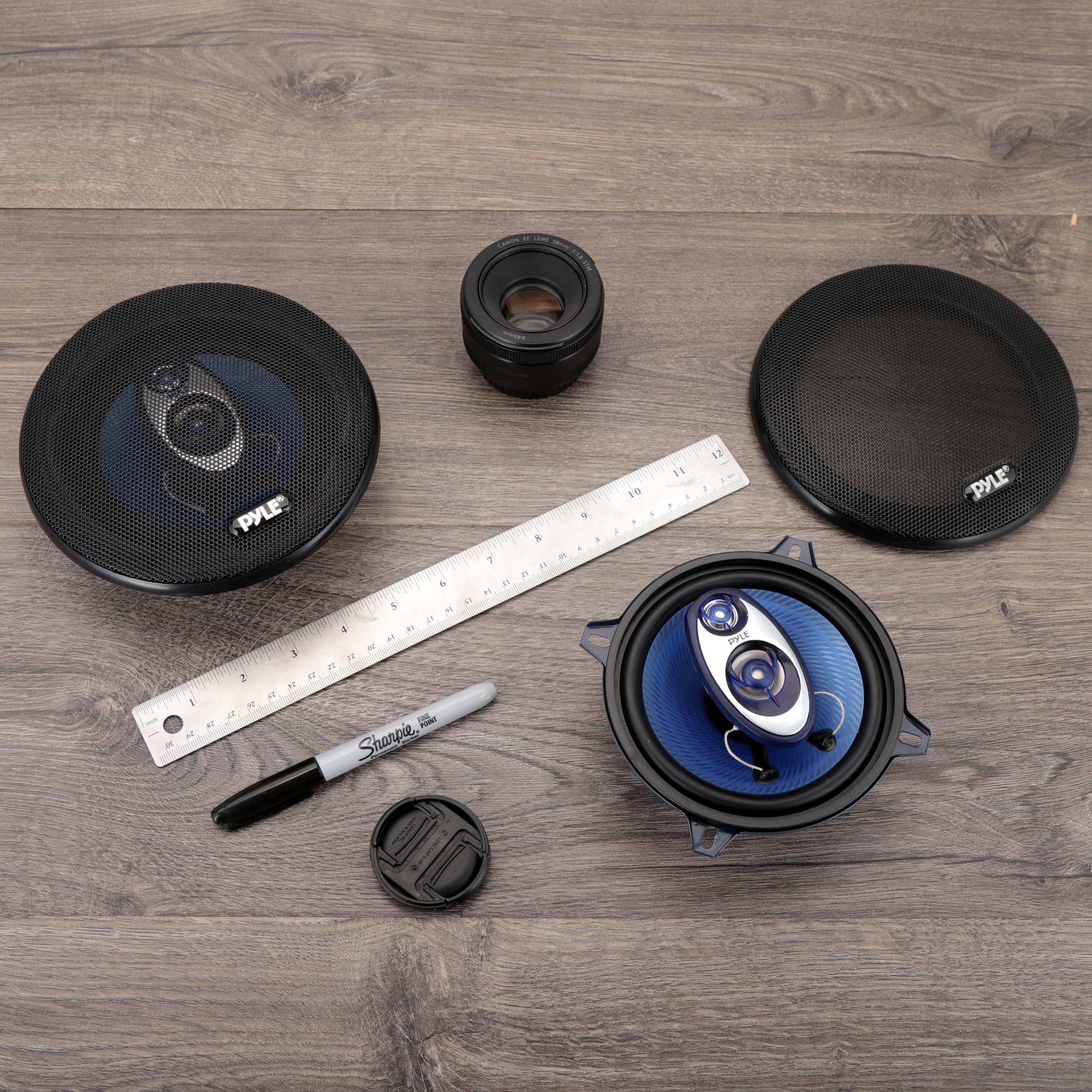 Pyle Pyle 4'' x 6'' Three Way Sound Speaker System - Pro Mid Range Triaxial Loud Audio 240 Watt per Pair w/ 4 Ohm Impedance and 3/4'' Piezo Tweeter for Car Component Stereo PL463BL