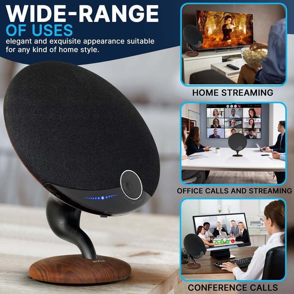Pyle Pyle Portable Bluetooth Gramophone Speaker w/Super Bass Sub Stereo Sound - 2.1 HI-FI Wireless Streaming, Connects 2 via TWS BT Function, AUX, Built in DSP, Touch Control, Artistic Design - PGMSP100